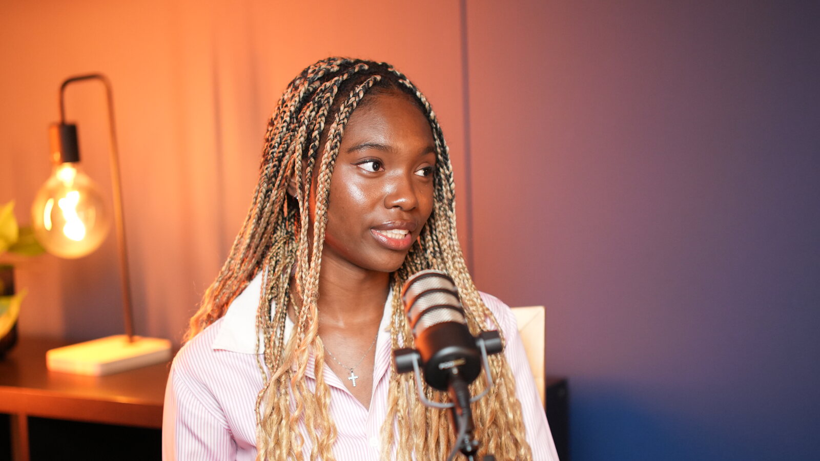 Lizzy Okafor recording at Unlimited Podcast Bangkok